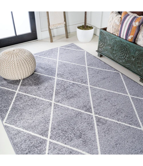 Cole Minimalist Diamond Trellis Gray/White 3 ft. x 5 ft. Area Rug