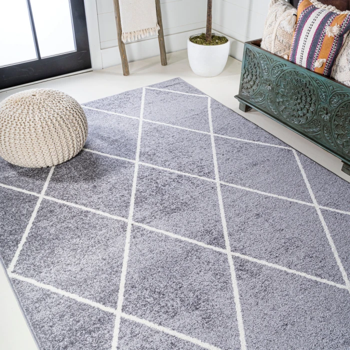 Cole Minimalist Diamond Trellis Gray/White 8 ft. x 10 ft. Area Rug