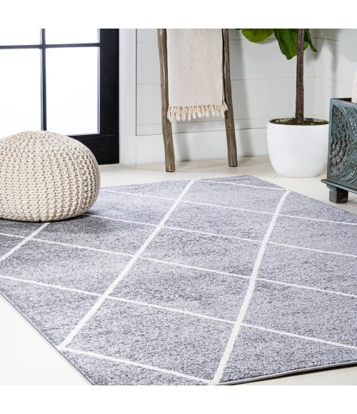Cole Minimalist Diamond Trellis Gray/White 3 ft. x 5 ft. Area Rug