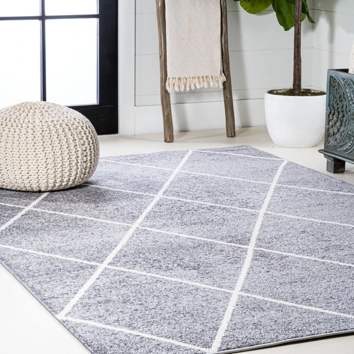 Cole Minimalist Diamond Trellis Gray/White 8 ft. x 10 ft. Area Rug