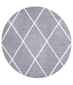 Jonathany Supersoft SEU102F Gray/White Area Rug 5 ft. 3 in. X 5 ft. 3 in. Round