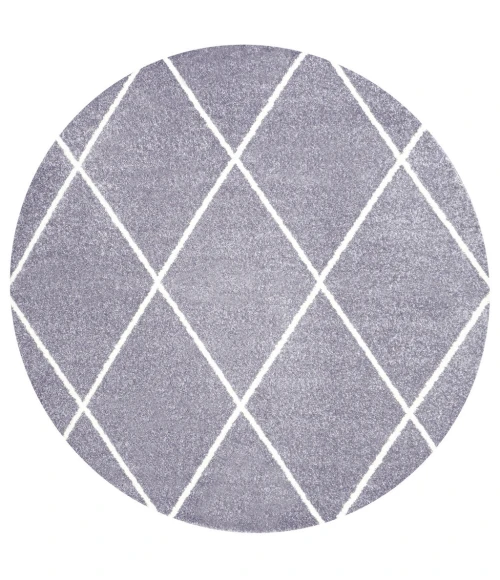 Cole Minimalist Diamond Trellis Gray/White 5' Round Area Rug