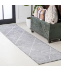 Cole Minimalist Diamond Trellis Light Gray/White 2 ft. x 8 ft. Runner Rug