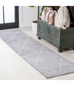 Jonathany Supersoft SEU102G Light Gray/White Area Rug 2 ft. X 8 ft. Runner