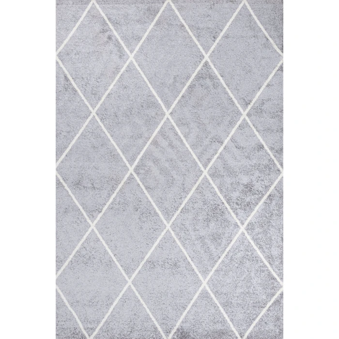 Cole Minimalist Diamond Trellis Light Gray/White 3 ft. x 5 ft. Area Rug