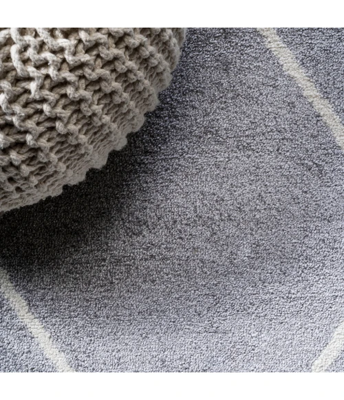 Cole Minimalist Diamond Trellis Light Gray/White 5' Round Area Rug