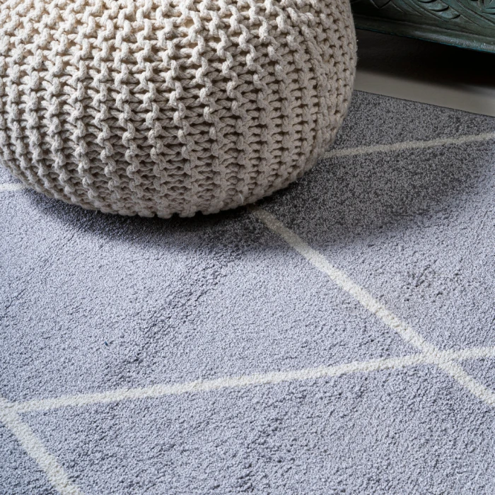 Cole Minimalist Diamond Trellis Light Gray/White 2 ft. x 10 ft. Runner Rug