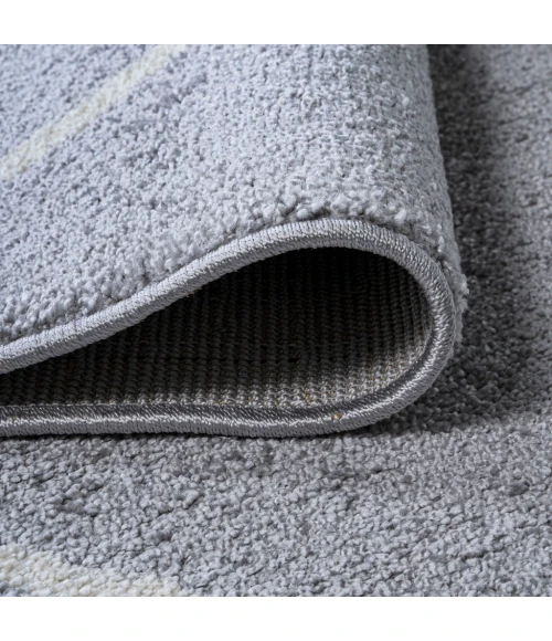 Cole Minimalist Diamond Trellis Light Gray/White 5' Round Area Rug