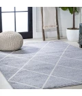 Cole Minimalist Diamond Trellis Light Gray/White 4 ft. x 6 ft. Area Rug