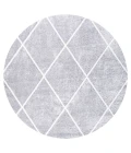 Cole Minimalist Diamond Trellis Light Gray/White 5' Round Area Rug