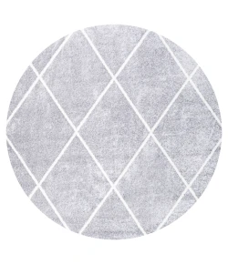 Jonathany Supersoft SEU102G Light Gray/White Area Rug 5 ft. 3 in. X 5 ft. 3 in. Round