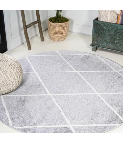 Jonathany Supersoft SEU102G Light Gray/White Area Rug 5 ft. 3 in. X 5 ft. 3 in. Round