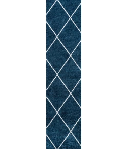 Jonathany Supersoft SEU102H Navy/White Area Rug 2 ft. X 8 ft. Runner