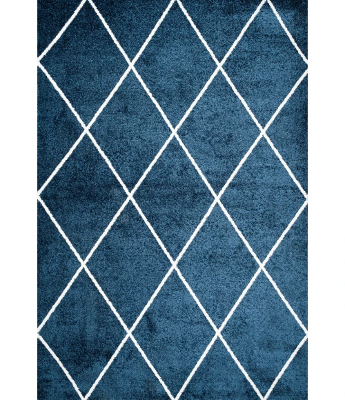 Cole Minimalist Diamond Trellis Navy/White 4 ft. x 6 ft. Area Rug