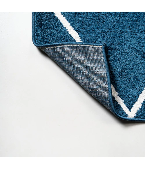 Cole Minimalist Diamond Trellis Navy/White 2 ft. x 8 ft. Runner Rug