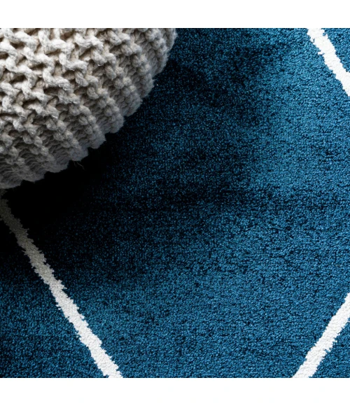 Cole Minimalist Diamond Trellis Navy/White 2 ft. x 8 ft. Runner Rug