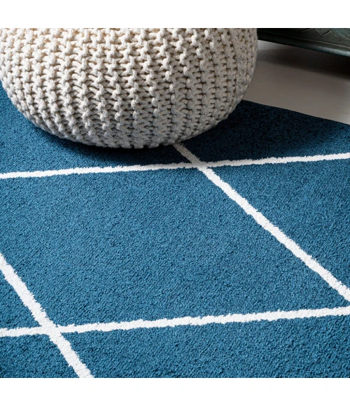 Cole Minimalist Diamond Trellis Navy/White 2 ft. x 8 ft. Runner Rug