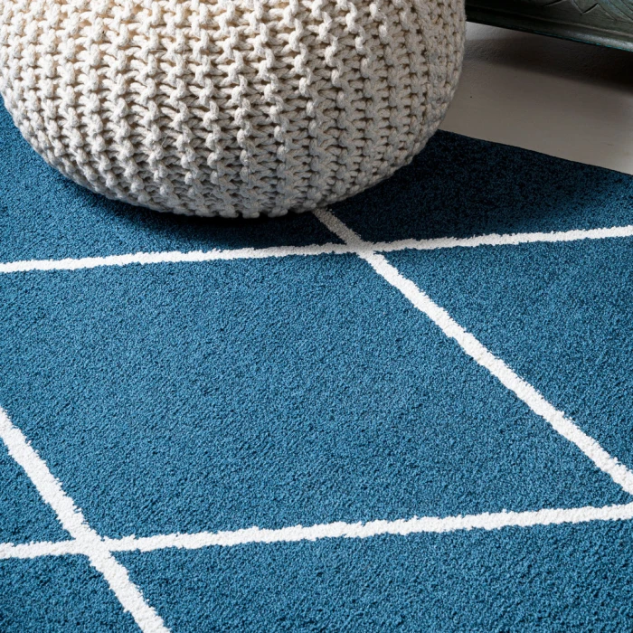 Cole Minimalist Diamond Trellis Navy/White 5 ft. x 8 ft. Area Rug