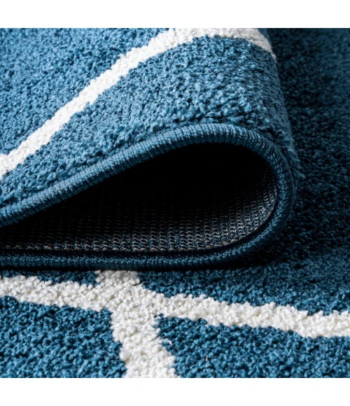 Cole Minimalist Diamond Trellis Navy/White 2 ft. x 8 ft. Runner Rug