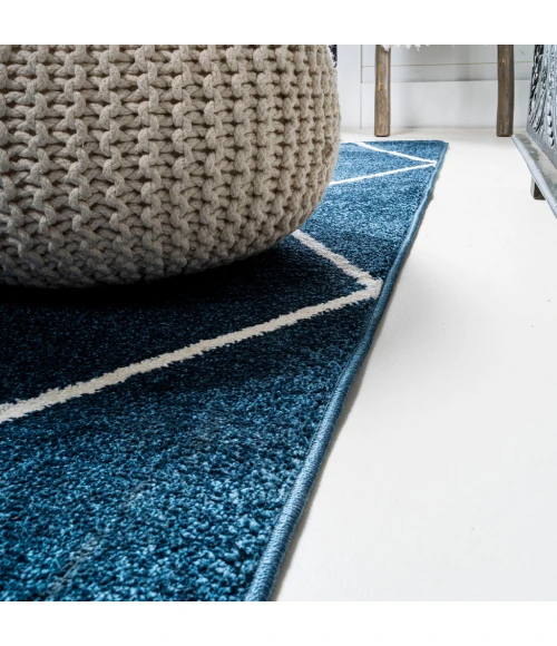 Cole Minimalist Diamond Trellis Navy/White 2 ft. x 8 ft. Runner Rug