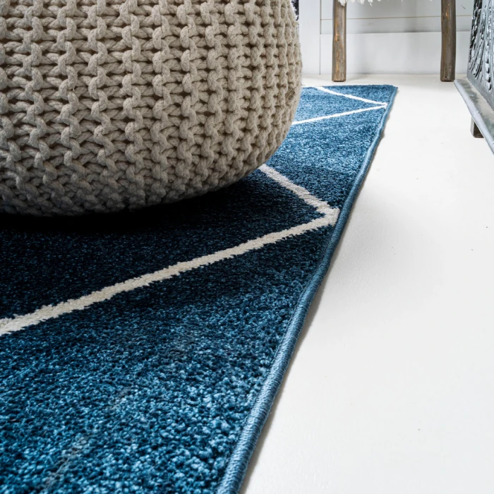 Cole Minimalist Diamond Trellis Navy/White 2 ft. x 8 ft. Runner Rug