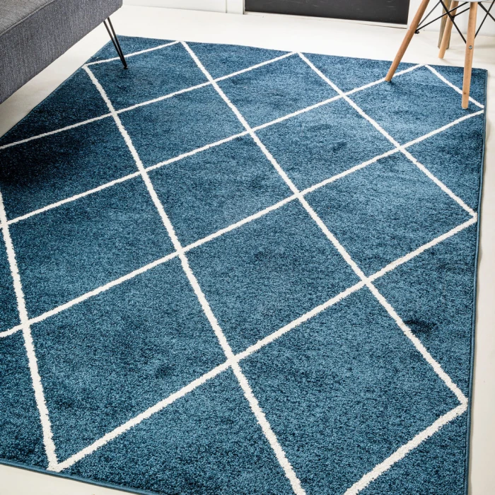 Cole Minimalist Diamond Trellis Navy/White 5 ft. x 8 ft. Area Rug