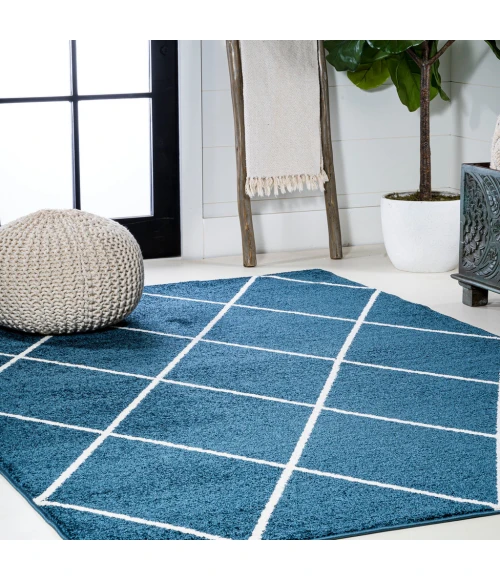 Cole Minimalist Diamond Trellis Navy/White 4 ft. x 6 ft. Area Rug