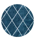 Cole Minimalist Diamond Trellis Navy/White 5' Round Area Rug