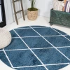 Jonathany Supersoft SEU102H Navy/White Area Rug 5 ft. 3 in. X 5 ft. 3 in. Round