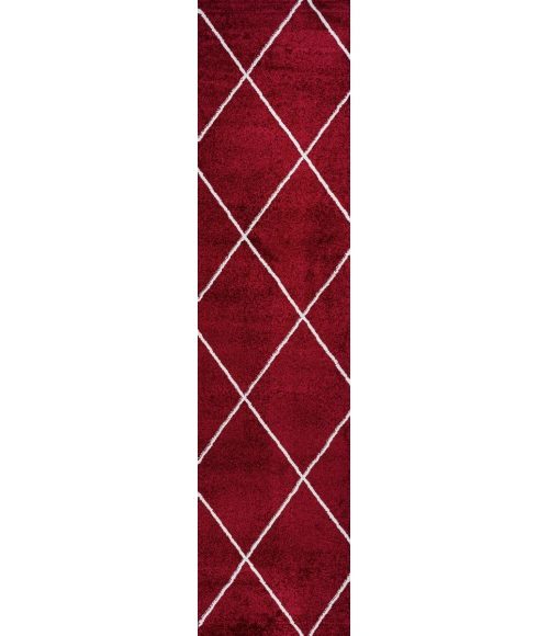 Cole Minimalist Diamond Trellis Red/White 2 ft. x 10 ft. Runner Rug