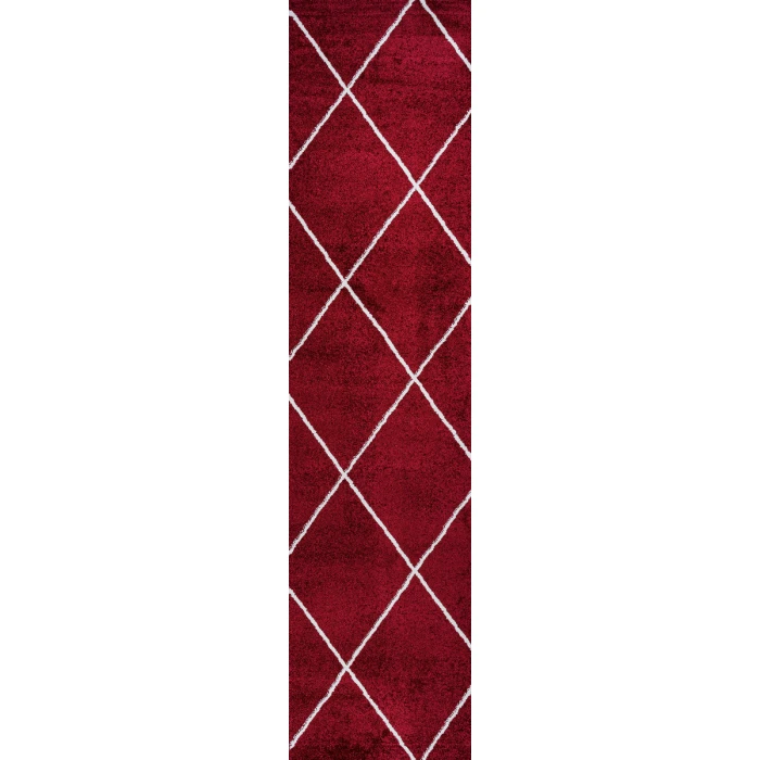 Cole Minimalist Diamond Trellis Red/White 2 ft. x 8 ft. Runner Rug