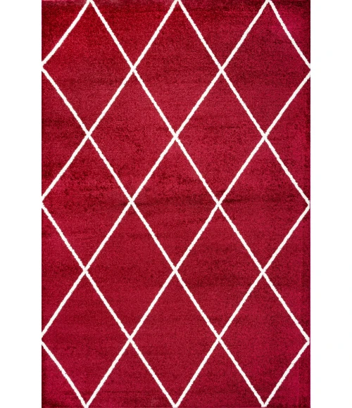 Cole Minimalist Diamond Trellis Red/White 4 ft. x 6 ft. Area Rug