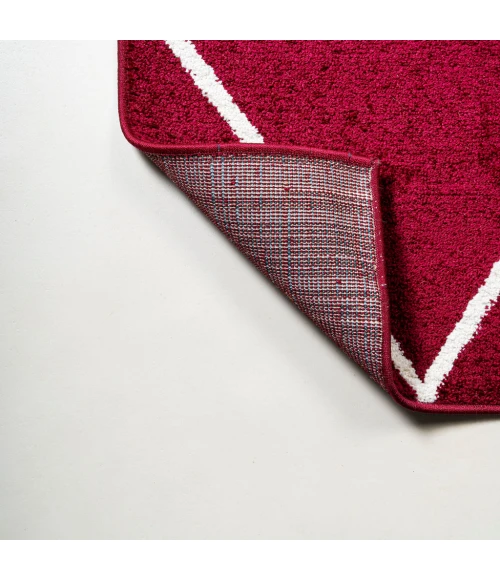 Cole Minimalist Diamond Trellis Red/White 5' Round Area Rug