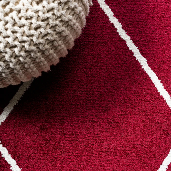 Cole Minimalist Diamond Trellis Red/White 2 ft. x 8 ft. Runner Rug