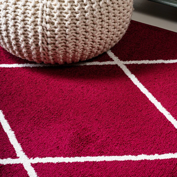 Cole Minimalist Diamond Trellis Red/White 2 ft. x 8 ft. Runner Rug