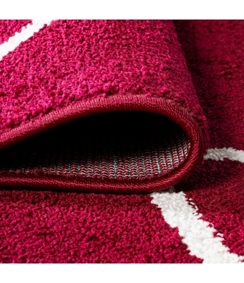 Cole Minimalist Diamond Trellis Red/White 5' Round Area Rug