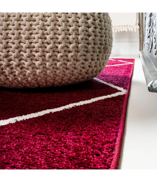 Cole Minimalist Diamond Trellis Red/White 5' Round Area Rug