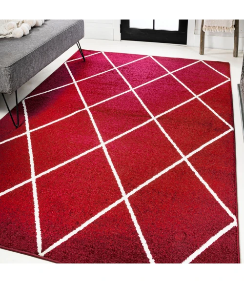 Cole Minimalist Diamond Trellis Red/White 4 ft. x 6 ft. Area Rug