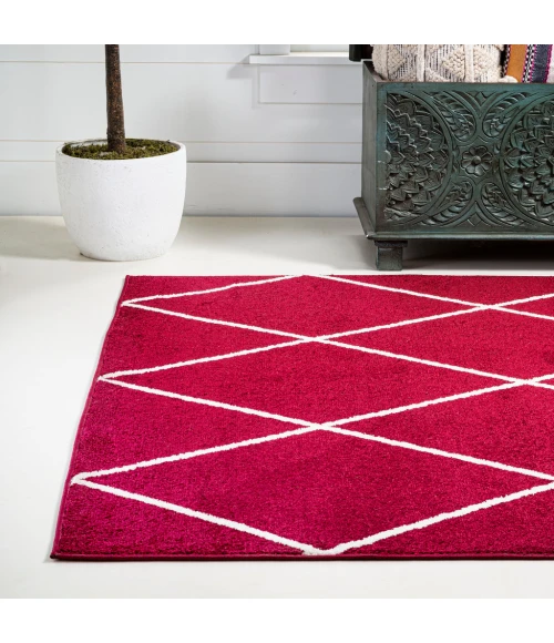 Cole Minimalist Diamond Trellis Red/White 4 ft. x 6 ft. Area Rug