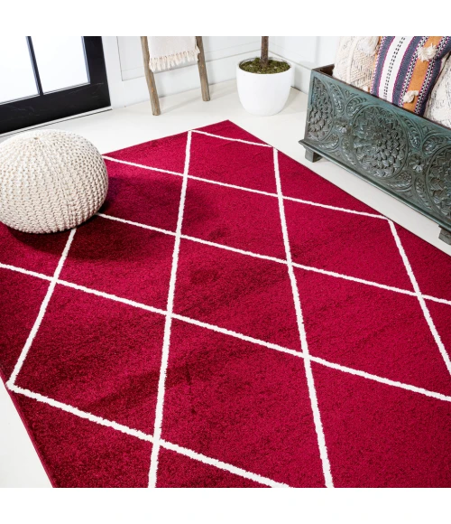 Cole Minimalist Diamond Trellis Red/White 4 ft. x 6 ft. Area Rug
