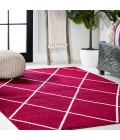 Cole Minimalist Diamond Trellis Red/White 4 ft. x 6 ft. Area Rug
