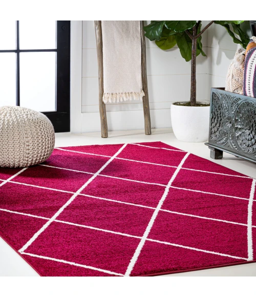 Cole Minimalist Diamond Trellis Red/White 4 ft. x 6 ft. Area Rug