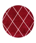 Cole Minimalist Diamond Trellis Red/White 5' Round Area Rug