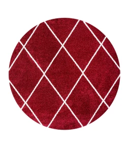 Jonathany Supersoft SEU102I Red/White Area Rug 5 ft. 3 in. X 5 ft. 3 in. Round