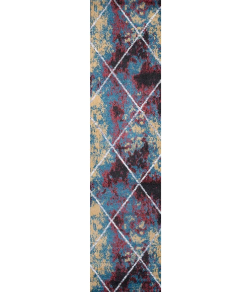 Cole Minimalist Diamond Trellis Multi/White 2 ft. x 10 ft. Runner Rug