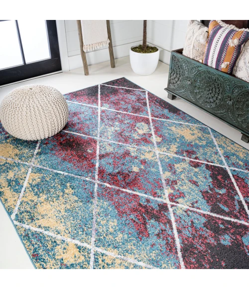 Cole Minimalist Diamond Trellis Multi/White 5 ft. x 8 ft. Area Rug