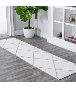 Jonathany Supersoft SEU102K White/Gray Area Rug 2 ft. X 10 ft. Runner