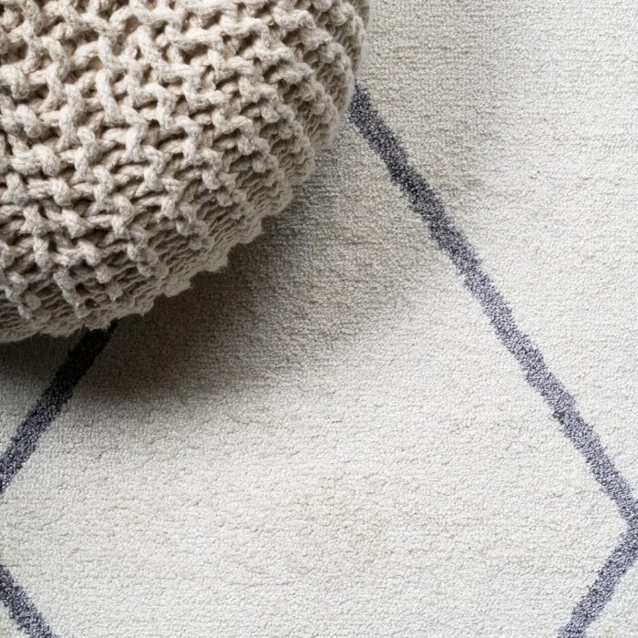 Cole Minimalist Diamond Trellis White/Gray 2 ft. x 8 ft. Runner Rug