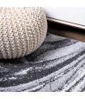 Viscon Abstract Marble Contemporary Light Gray/Black 2 ft. x 10 ft. Runner Rug