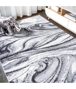 Jonathany Supersoft SEU207A Light Gray/Black Area Rug 5 ft. X 8 ft. Rectangle